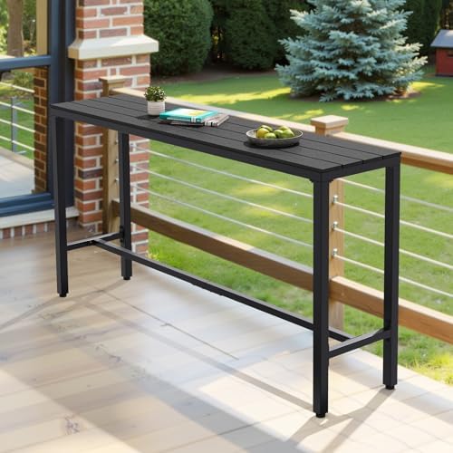 Outdoor Bar Table, 63" Rectangular Pub Table with Waterproof Top - Image 3