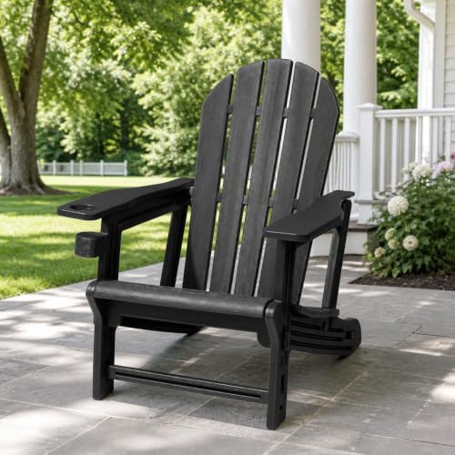 CRESTLIVE HDPE Adirondack Chairs with Cup Holder, Set of 1 - Image 2
