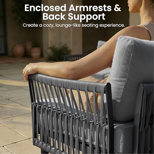 Aluminum Outdoor Patio Furniture Set, 2 Seat Modular Patio Sectional Sofa - Image 5