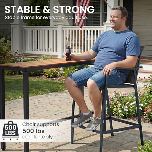 Crestlive 28.7" Outdoor Bar Stools Set of 2, 500 lb Mesh Patio Bar Chairs - Image 6
