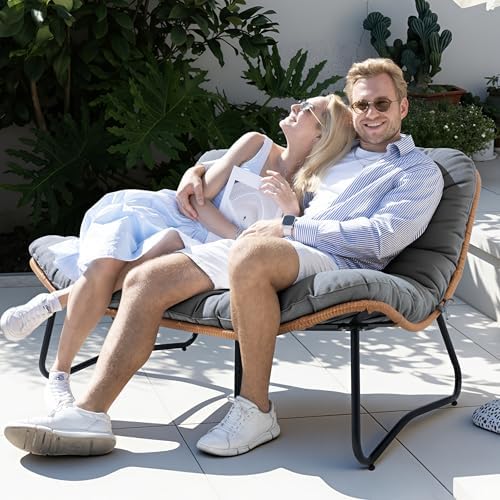 Outdoor Loveseat, Patio Couch with Soft Cushion (Dark Gray) - Image 4