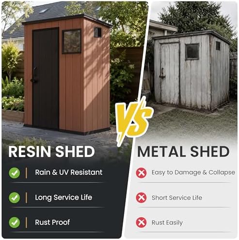 5x3 FT Lean-to Plastic Storage Shed, Waterproof Resin Garden House - Image 6
