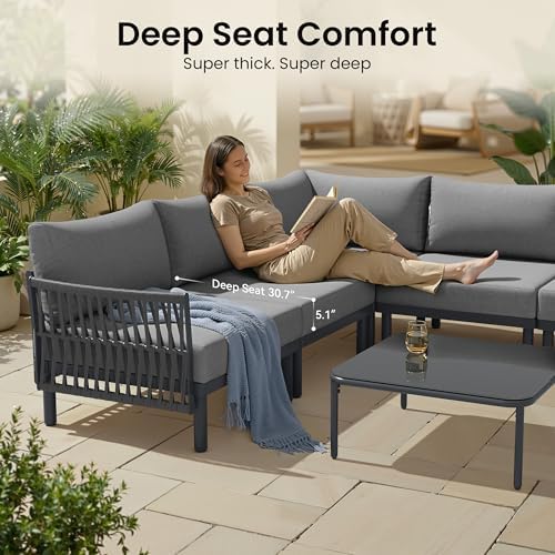Aluminum Outdoor Patio Furniture Set, 2 Seat Modular Patio Sectional Sofa - Image 4