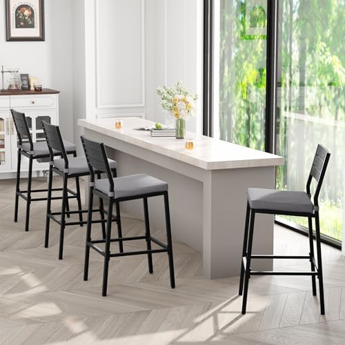 26.8" Outdoor Counter Bar Stools Set of 2, Patio Chairs with Backrest - Image 6