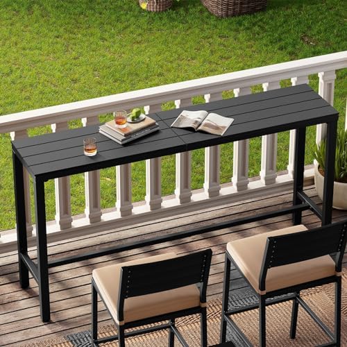 Outdoor Bar Table, 63" Rectangular Pub Table with Waterproof Top - Image 6