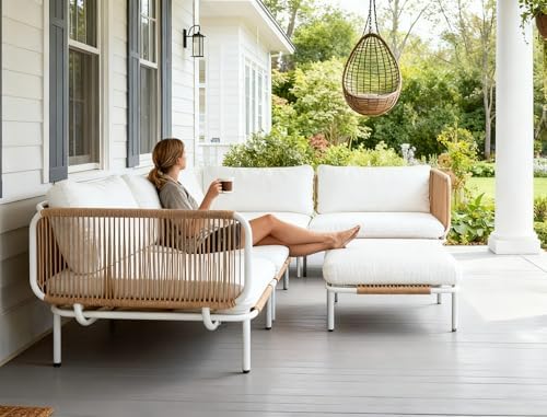 Oversized Outdoor Couch, 2-Seater Modular Sectional Sofa with Cushions - Image 3