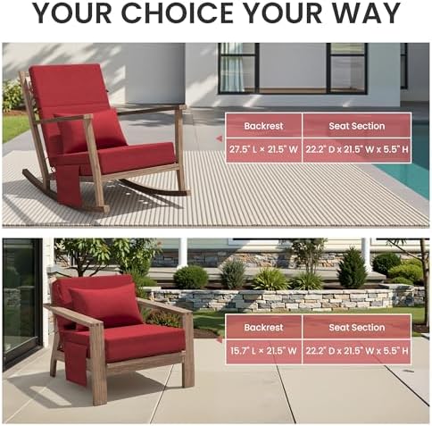 Crestlive Foldable Outdoor Lounge Chair Cushions w/Pillow&Pocket, 72"x21" - Image 7