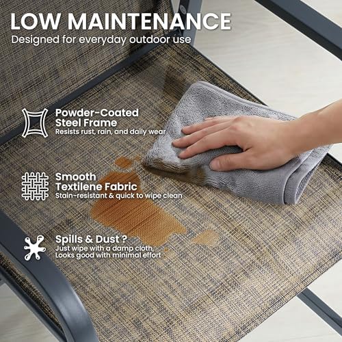 Crestlive 28.7" Outdoor Bar Stools Set of 2, 500 lb Mesh Patio Bar Chairs - Image 7