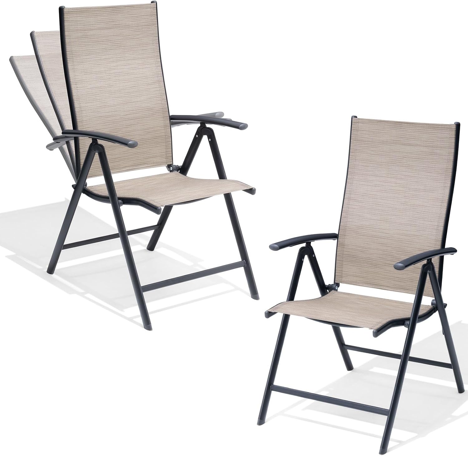 Crestlive Products Folding Patio Chairs Set of 2, Foldable Outdoor Chair