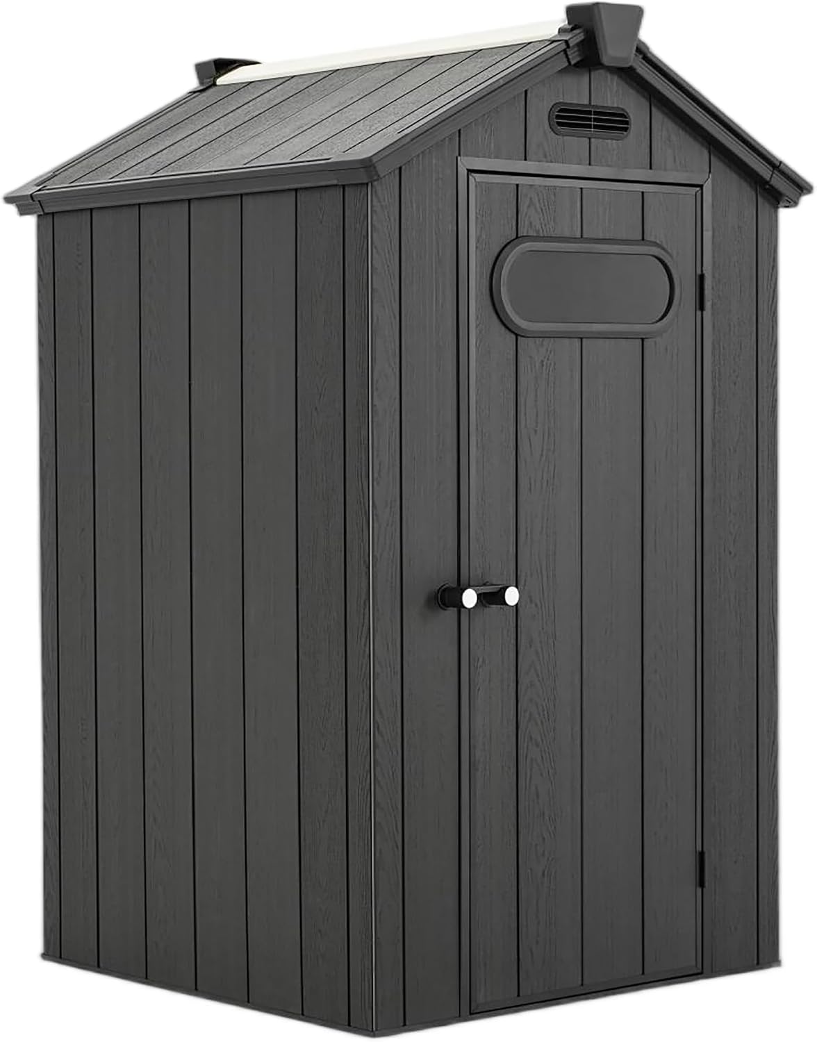 CRESTLIVE 4x4 FT Outdoor Plastic Resin Shed, Anti-Rust Waterproof Storage Shed Equipped with Floor, Doors, Vent & Skylight for Lawn Gear & Bikes