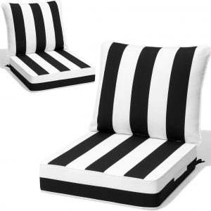 Crestlive Water Resistant Outdoor Deep Seat Cushion Set of 2, 24x24x5.5