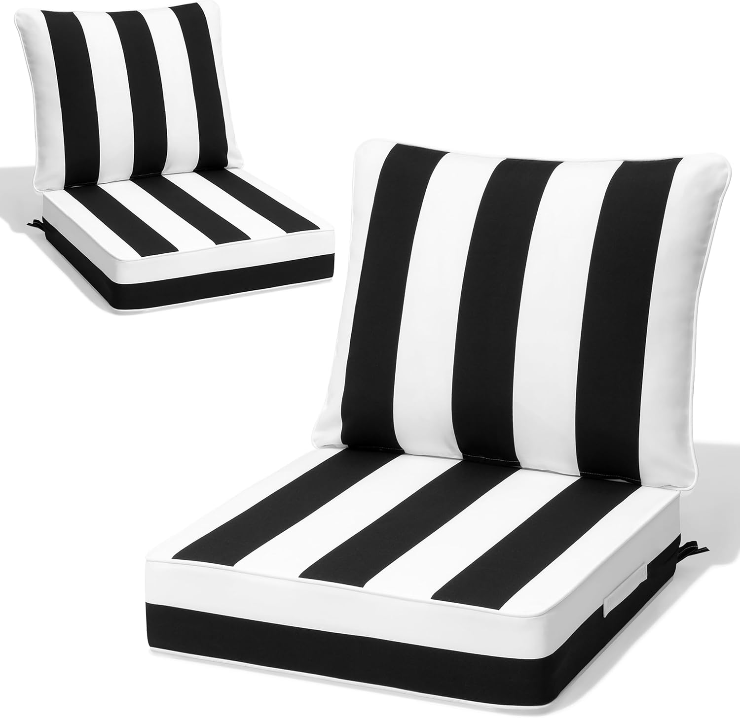 Crestlive Water Resistant Outdoor Deep Seat Cushion Set of 2, 24x24x5.5
