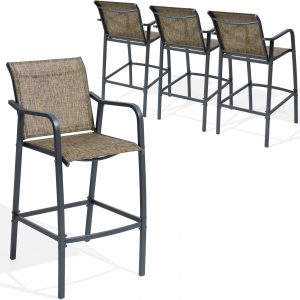 Crestlive 28.7" Outdoor Bar Stools Set of 4, 500 lb Mesh Patio Bar Chairs